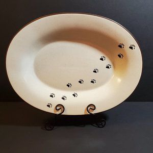 Boyds Bears Bearware Pottery Works Paw Print Plate Platter Serving Dish